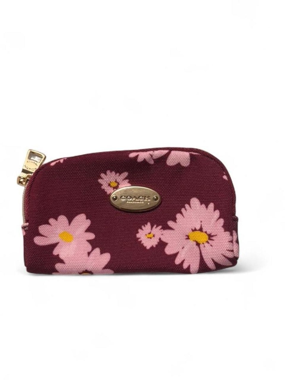 Coach Floral Cosmetic Pouch – Burgundy Daisy Print | Small